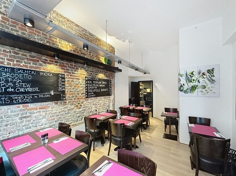Vlakbij het Luxemburgplein - Erfpacht over te dragen momenteel HORECA als volgt samengesteld : Een commerciële ruimte van +/- 40m² die plaats biedt aa
