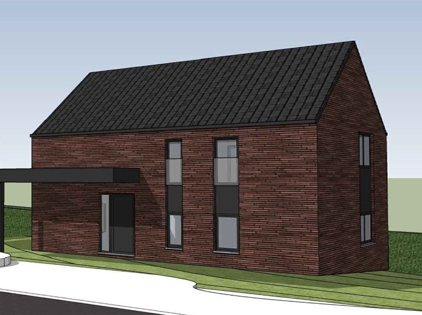 Magnifique nouvelle construction prête à construire à Mourcourt. Permis obtenu. - <br />
Rez : Hall d'entrée, Vaste et lumineux séjour ouvert sur la