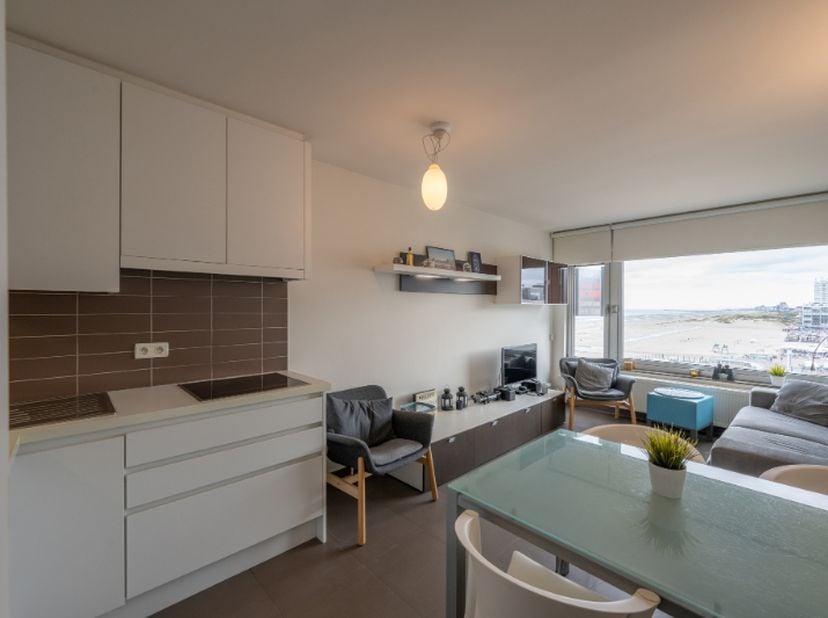 Instapklare en lichtrijke studio met aparte slaaphoek en een prachtig open zicht op zee en de duinen.<br />
<br />
Dankzij haar unieke ligging geniet