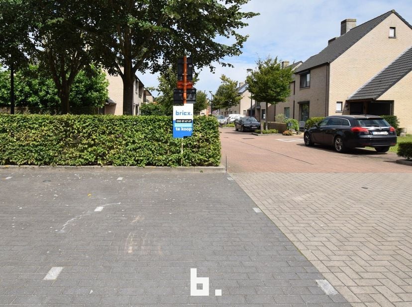 Bovengrondse autostaanplaatsen in de hoofdstraat van Sint-Andries.