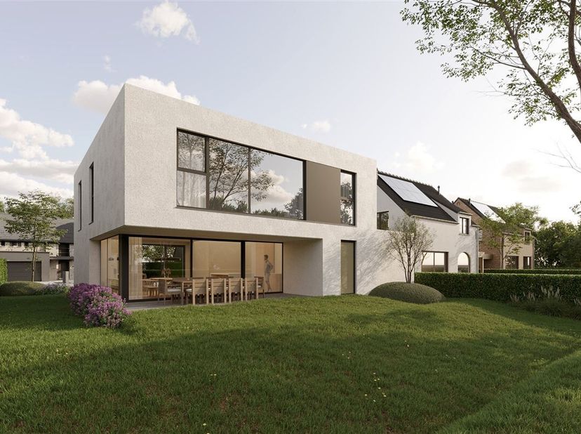 Villa neuve moderne à l'architecture épurée. Cette nouvelle construction fait partie d'un mini-parc de 3 lots, tous d'un style architectural différent