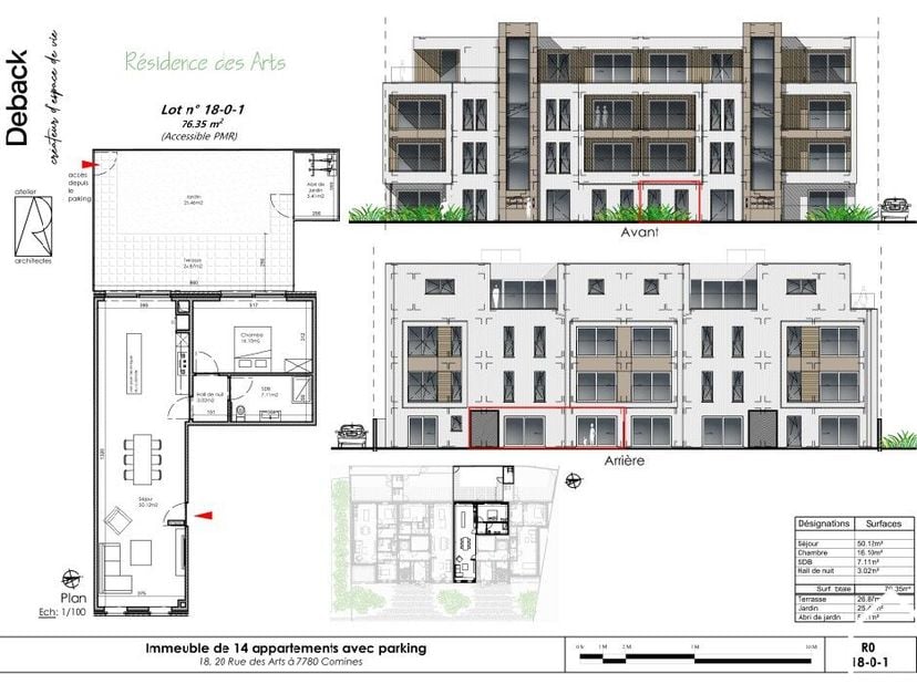 Appartement op de begane grond (77m²) bestaande uit een ruime lichte woonkamer met ingerichte keuken met ruimte voor wasmachine, 1 slaapkamer, kleine