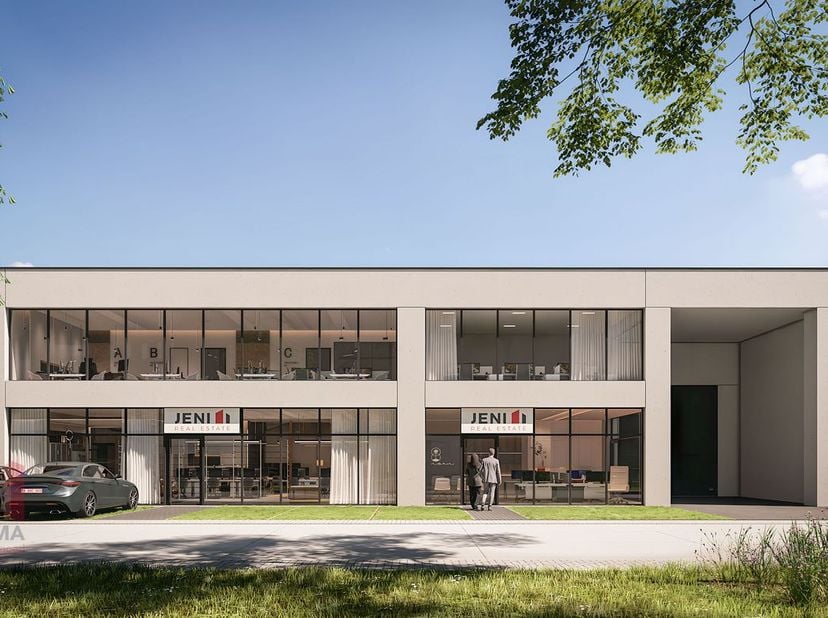 Nieuwbouw KMO-unit met een oppervlakte van 378 m² met 81 m² mezzanine en 7 privatieve parkeerplaatsen te koop.<br />
Fantastisch gelegen op amper 2 km