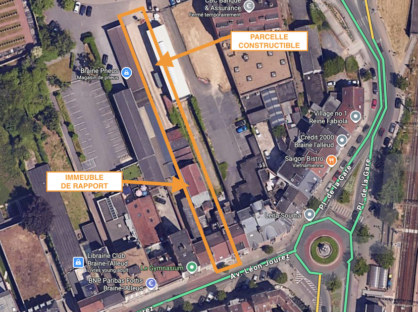 Braine-l'Alleud centre, Cap-Sud vous présente un immeuble de commerce et dépendances composé comme suit:<br />
- sur 3a98ca situé avenue Léon Jourez 8