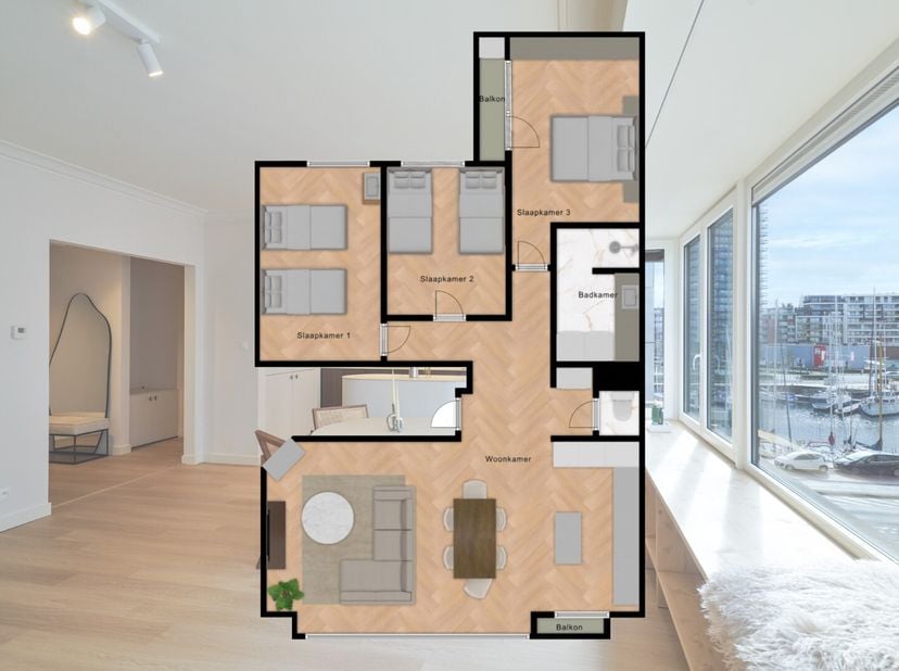 Dit ruime appartement, gelegen op de 3de verdieping in een kleinschalig gebouw met lift (slechts 1 appartement per verdieping), werd het afgelopen jaa