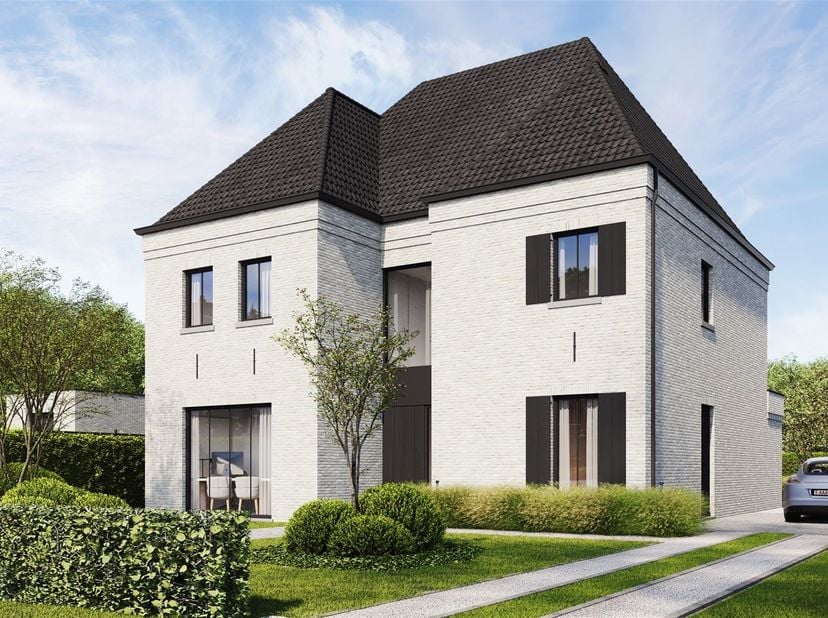 Nieuwbouwvilla (open bebouwing) met stijlvolle architectuur en zicht op groen in Alken.<br />
Omgeving<br />
Gelegen in Alken, een rustige en groene g