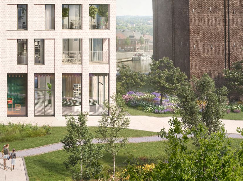 <br />
Ligging: <br />
"Liv- De Molens" is een residentieel woonproject, gelegen langs de Leie en midden in een groot park te Deinze. Ontworpen met oo