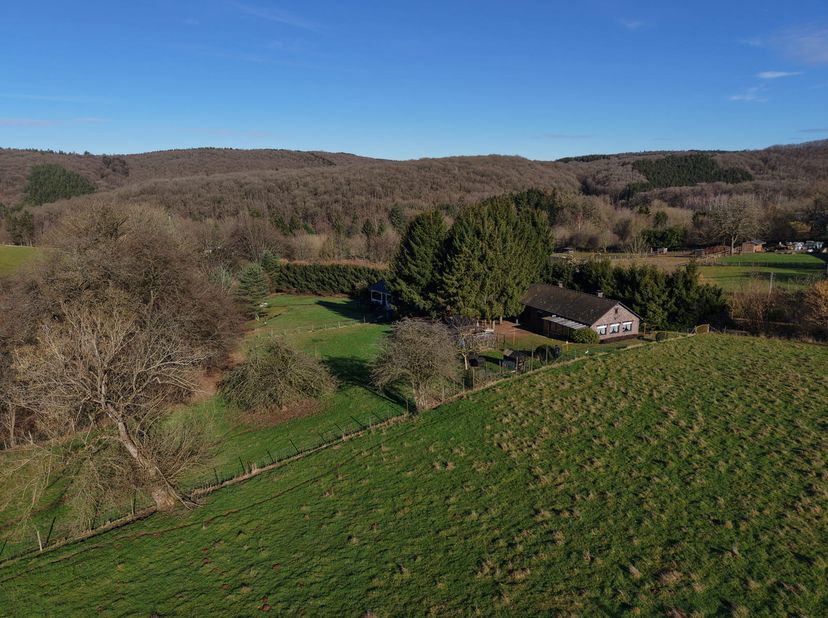 Située dans le petit village rural de Grand-Bru (commune de Durbuy), cette maison de plain pied à rafraichir offre un beau potentiel.<br />
Situation