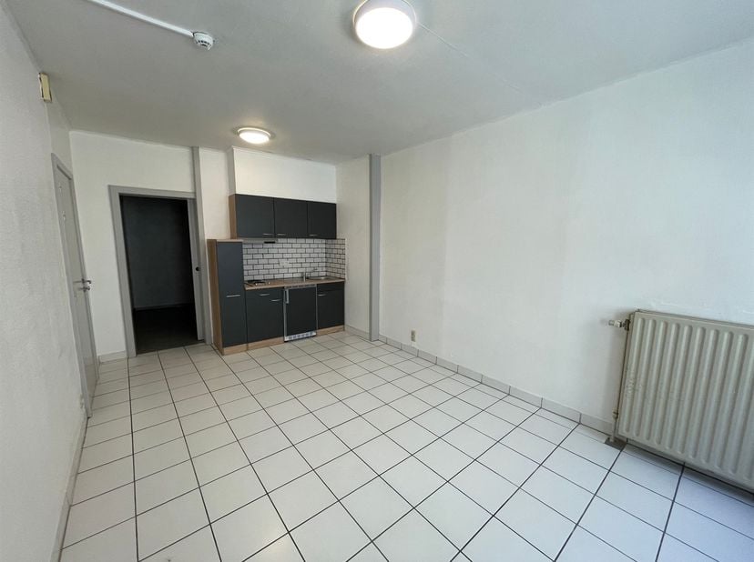 Centraal gelegen studio verbruik inbegrepen.  Living met open ingerichte keuken, slaapkamer, badkamer.  Epc 176 kWh/m².  Algemene onkosten 25 euro/maa