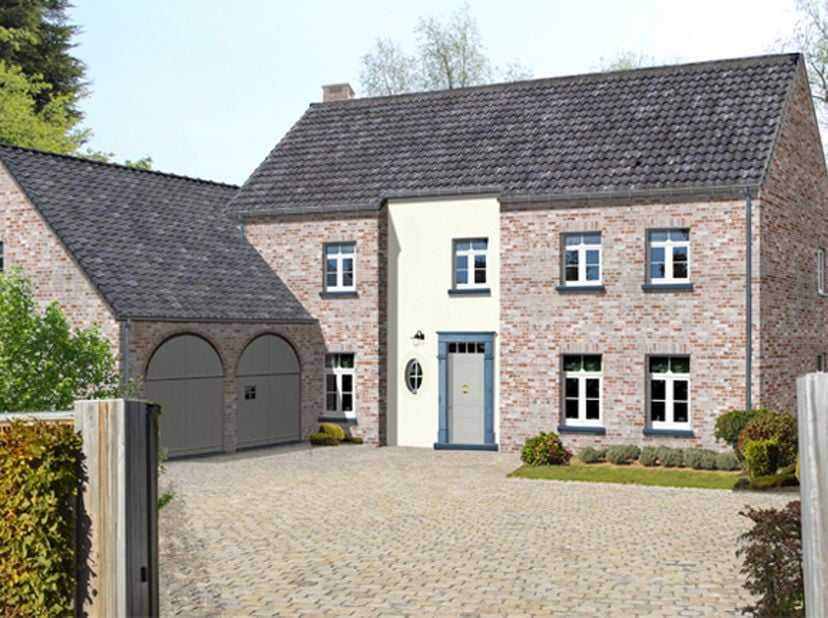 Proche des facilités, sur un beau terrain plat légèrement surélevé , projet de villa  de standing basse énergie 100% traditionnelle PEB A+ (triple vit