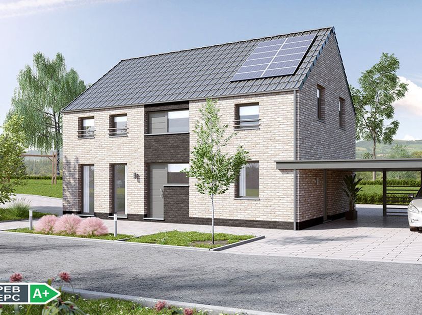 Découvrez ce projet de VILLA 4 FAÇADES PEB A+ - CONSTRUCTION 100% TRADITIONNELLE finition clé-sur-porte. Avec son architecture soignée et ses performa