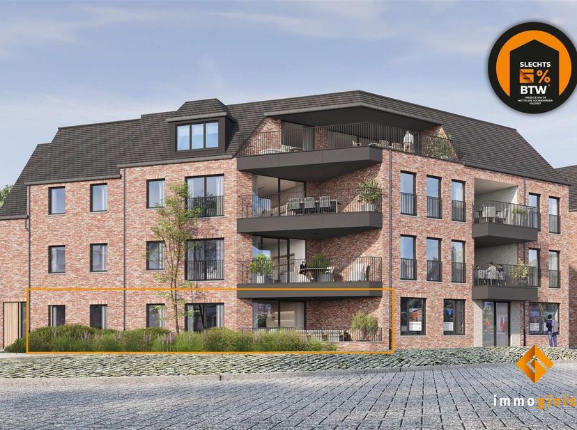 Dit gelijkvloers appartement van 99 m² met één slaapkamer is voorzien van een gezellig, overdekt terras van 11 m². Gelegen op wandelafstand van het bo