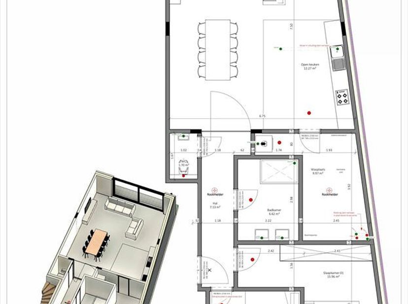 Un beau projet de construction neuve avec 5 appartements et 8 emplacements dans le centre d'Essen !<br />
Appartement 0.1<br />
Appartement au rez-de-
