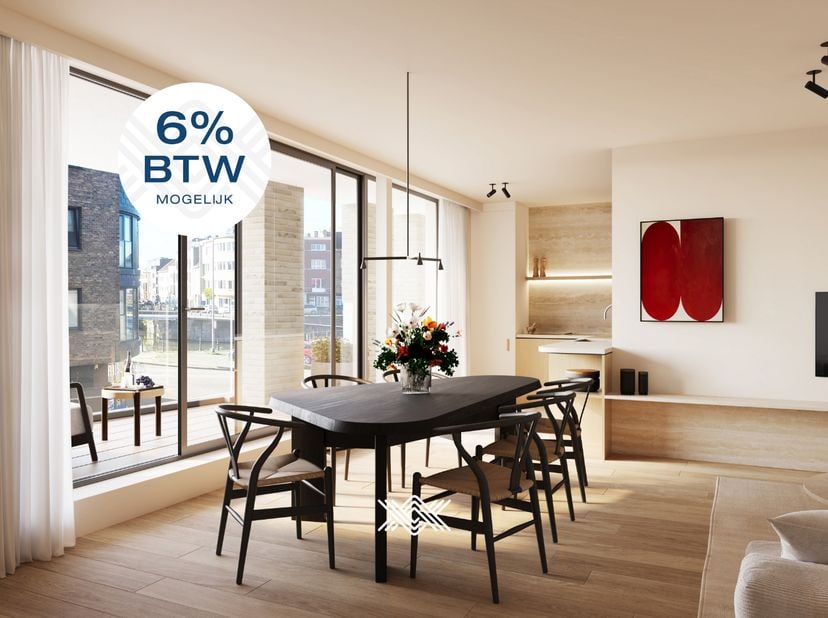 Dit drieslaapkamer appartement van 131 m² op de 2de en 3de verdieping beschikt op het 1ste niveau over een vestiaire, een toilet, een eet- en leefruim