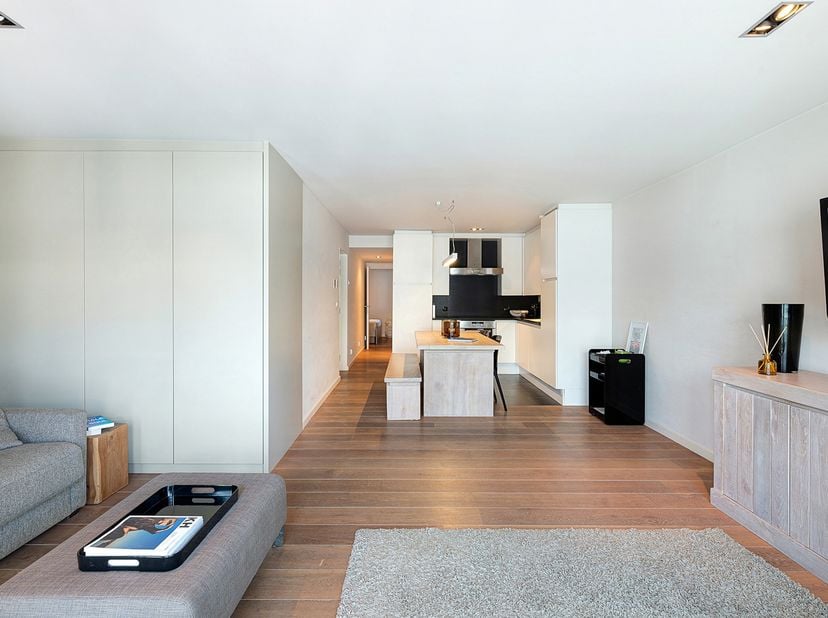 Appartement moderne et meublé situé dans un petit immeuble récent, dans un emplacement central près du centre-ville et de la plage Albert. Composition