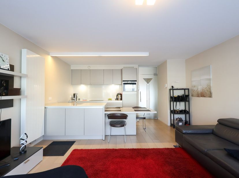 Gezellig en gemeubeld appartement te koop op wandelafstand van het strand in Oostduinkerke. <br />
Bij het binnenkomen kom je in een mooie inkomhal me