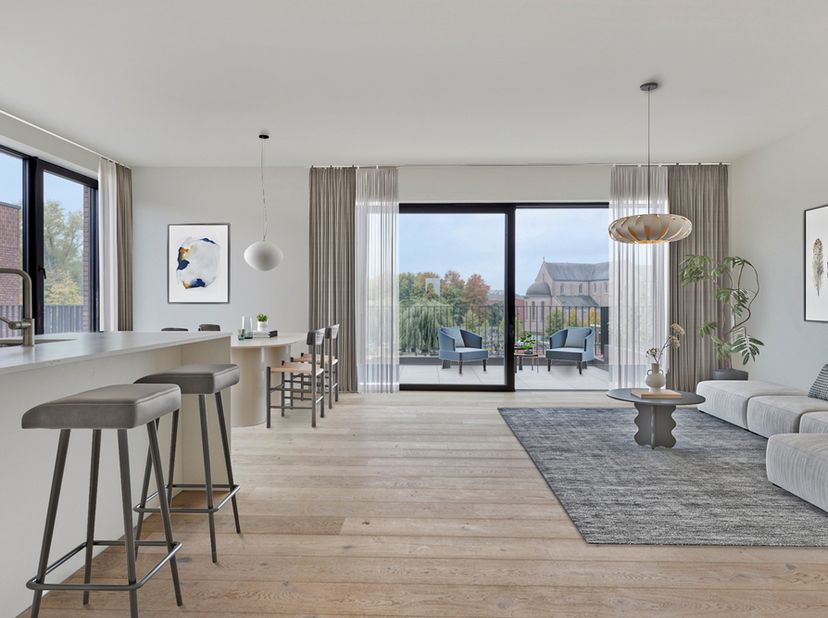 Exclusief penthouse met 3 slaapkamers en riant terras – centrum Merelbeke <br />
Bovenaan dit kleinschalige nieuwbouwproject op de historische tramsi