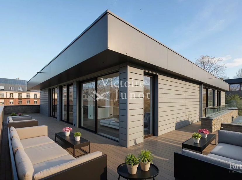 Victoire Junot presenteert u dit uitzonderlijke penthouse in Ukkel, op een steenworp afstand van het Zonnelaanbos.<br />
Deze unieke woning heeft een