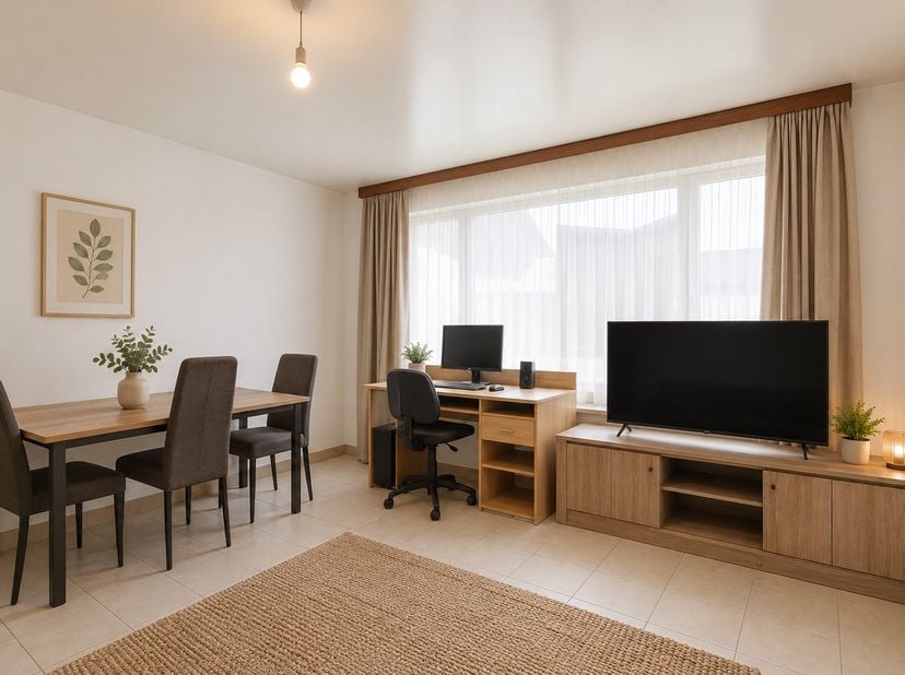 Deze residentie is gelegen vlakbij het hart van de bruisende stad Tielt. Verschillende kleinhandel, scholen, sportgelegenheden en horeca liggen op enk