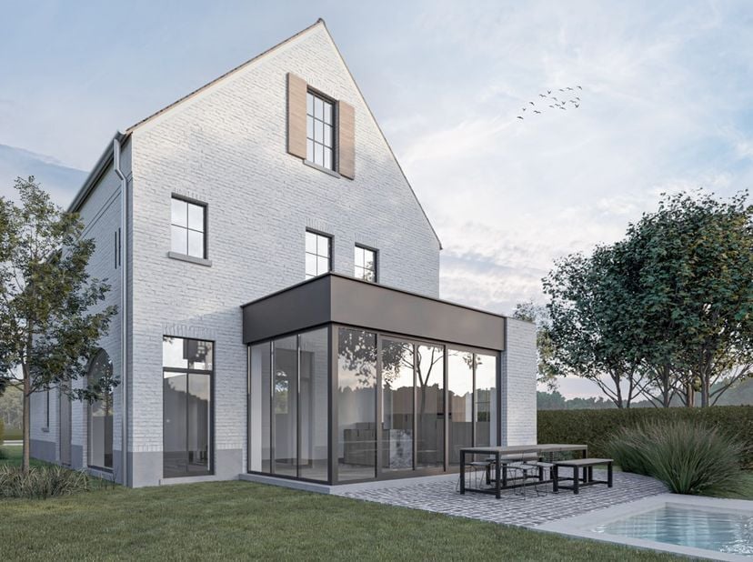 Aan de Zoutleeuwsesteenweg 168 in Wilderen vinden we deze uitzonderlijke nieuwbouwvilla terug, met oplevering voorzien in juni 2026. Deze open bebouwi