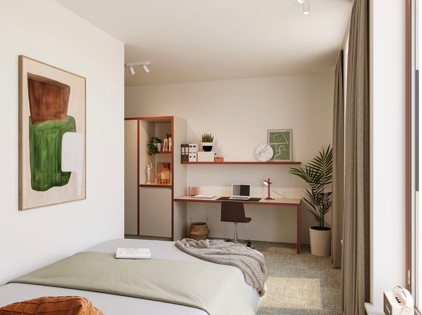 GLOEDNIEUWE studentenkamer.<br />
Op een toplocatie in Leuven, aan het Sint-Jacobsplein en vlak bij Gasthuisberg, de kruidtuin en het centrum, vind je