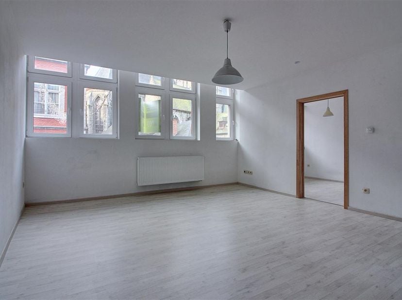 Hall d'entrée, <br />
Séjour lumineux avec salon et salle à manger,<br />
Cuisine semi-équipée ouverte sur le séjour avec four, taque électrique, hott