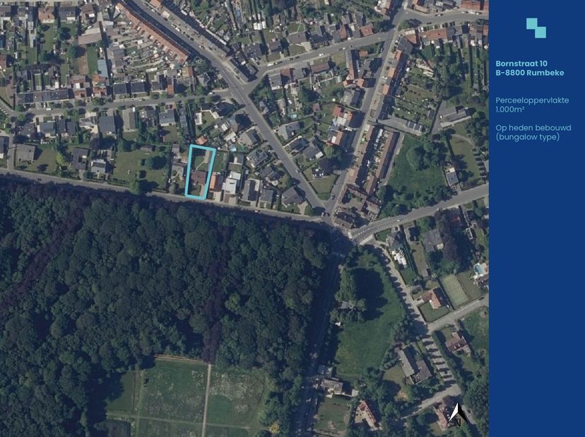 Dit uniek gelegen stuk bouwgrond (op heden bebouwd met een bungalow-type woning) is gelegen op een perceel van 1000 m² in een rustige straat aan het p