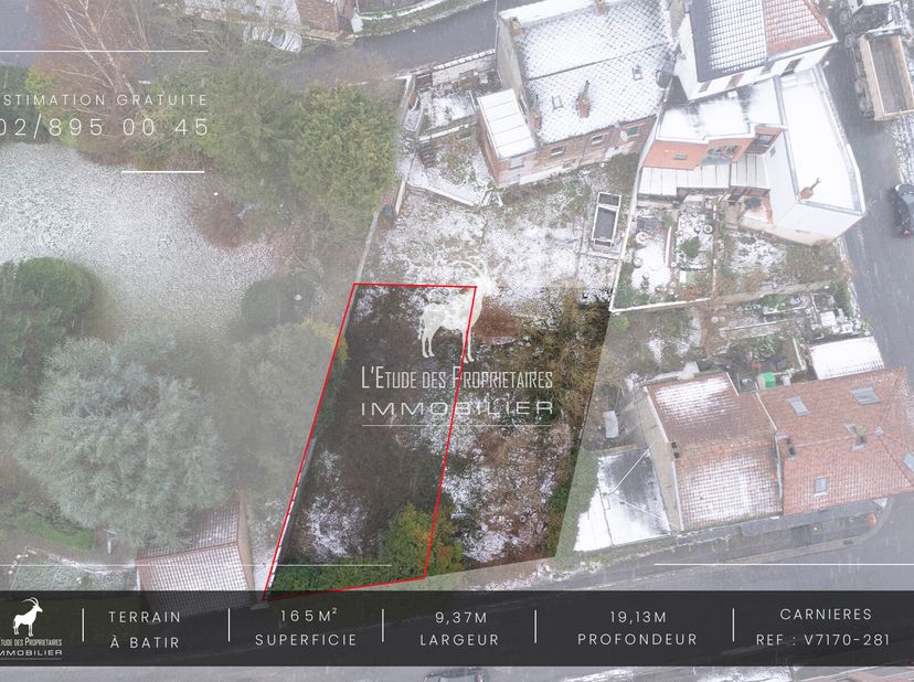 Référence agence : v7170-281&lt;br /&gt;
Nous vous proposons ce beau terrain de 165 m² très bien situé dans la région de CARNIERES&lt;br /&gt;
Parfait pour une fa