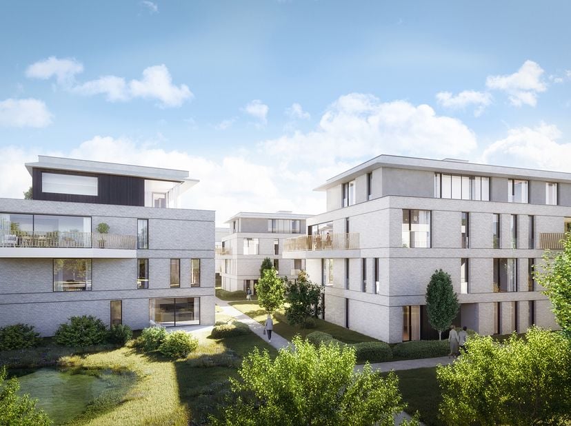 Dit lichtrijk nieuwbouwappartement situeert zich op het gelijkvloers van residentie Kasteelpark. Het omvat een inkomhal, een lichtrijke living met ope