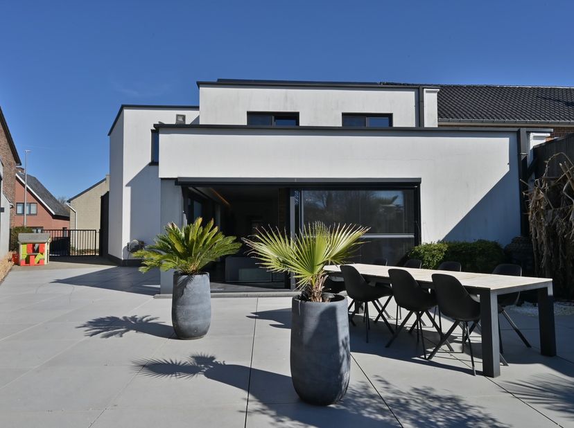 Moderne, energiezuinige woning onder een eigentijdse architectuur ontworpen, gesitueerd op een prachtig perceel van 11a 63ca te Lanaken-Briegden (Veld