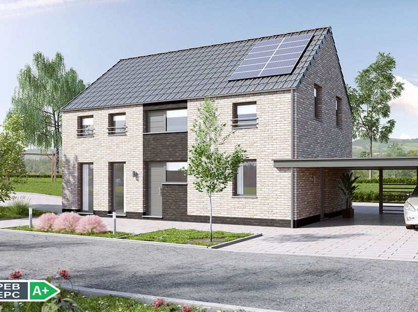 VILLA  3 FAÇADES PEB A+ (Le modèle presenté est une 4 façades mais sera adapté en 3 façades ) HAUTE PERFORMANCE ÉNERGÉTIQUE &amp; QUALITÉ TRADITIONNELLE.&lt;