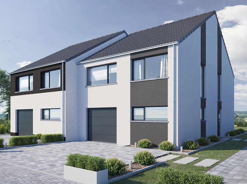 Deze zéér energiezuinige nieuwbouwwoning met energiepeil cat A kan voor u gebouwd worden volgens de meest energiezuinige norm dankzij warmtepomp(lucht