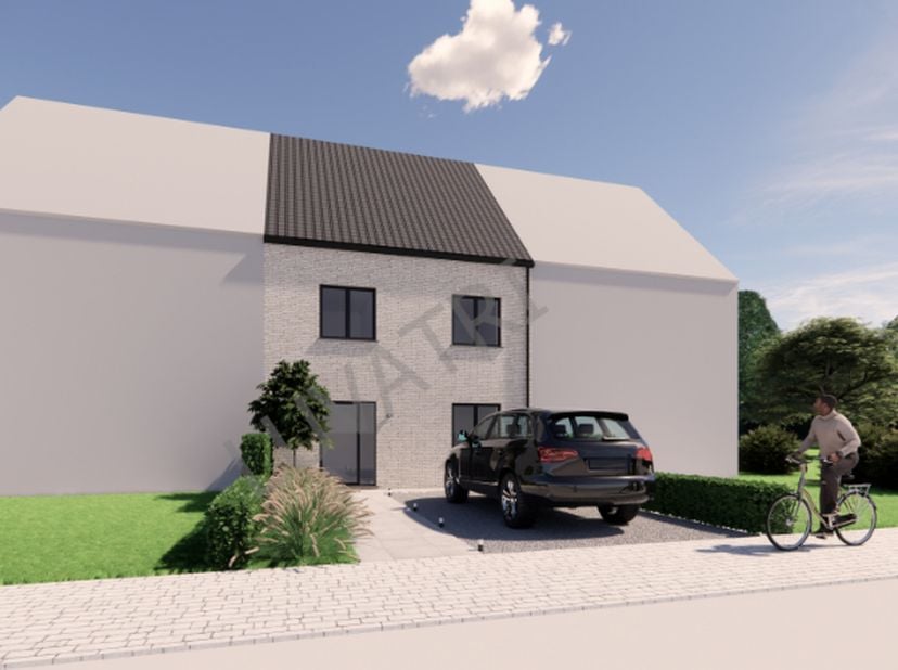 Nieuwbouwwoning ruwbouw winddicht inclusief alle kosten dwz ruwbouw, dak, ramen PVC, met S-peil lager dan 30, architect, veiligheidscoordinator, energ