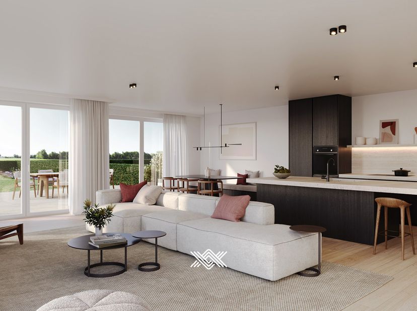 Deze woning van 219 m² is op het gelijkvloers verdiep ingedeeld als volgt: een inkomhal met gastentoilet en plaats voor een vestiairekast, een slaapka