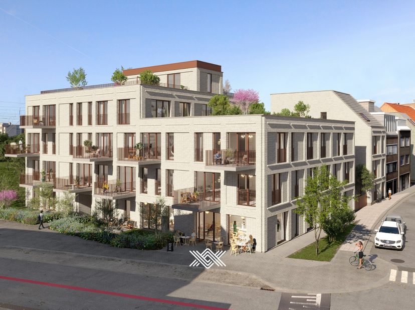 Dit tweeslaapkamer appartement van 96,6 m² beschikt over een inkomhal met toegang tot de lichtrijke eet- en leefruimte, een open keuken , twee ruime s