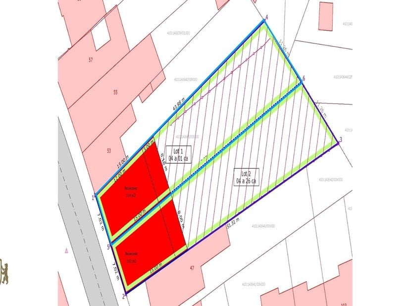 Perceel bouwgrond (Lot 1)  gelegen aan de Kouterbaan 51 te Denderleeuw, geschikt voor gesloten bebouwing met een oppervlakte van 4a 01ca.&lt;br /&gt;
De won