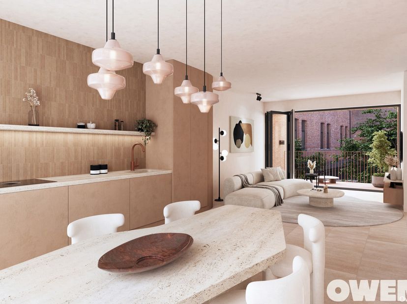 Dit gelijkvloerse appartement, met een totale oppervlakte van 143 m², combineert comfort, ruimte en een prachtige buitenomgeving. Het beschikt over 3