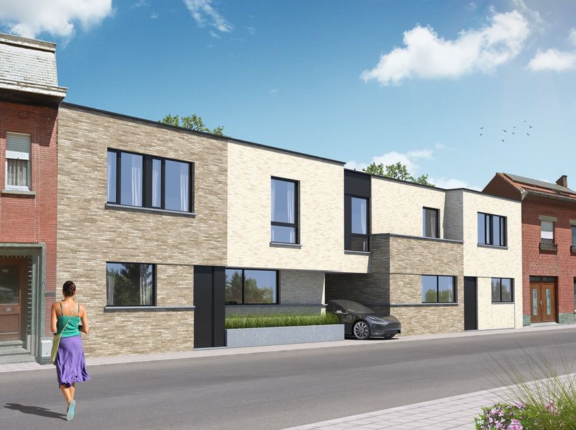 Kwalitatieve nieuwbouwwoningen met een bewoonbare oppervlakte van 129m² tot 146m² gelegen op percelen van 101 m² tot 135 m² (kan afwijken na officiele