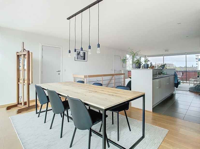 Ontdek dit ruim en modern afgewerkt duplex-appartement, gelegen op de derde verdieping van dit appartementsgebouw op het Droesbekeplein in Oudenaarde.
