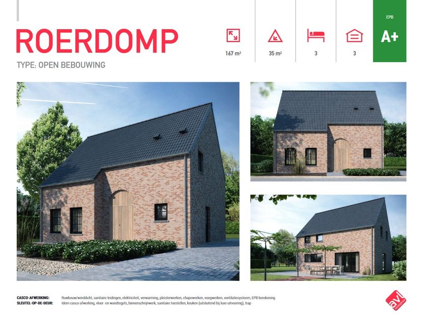 Villa neuve à construire sur lot 3+ lot 4, label A+, sur un terrain constructible de 20,05are - le terrain est situé à l&#039;arrière.  Le terrain est orie