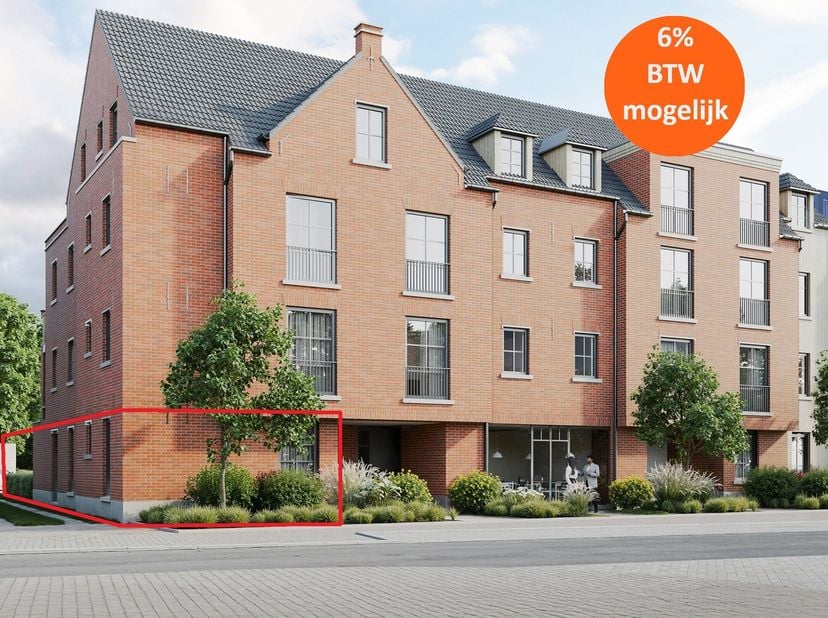 ‘DE VOORBURG’ - Stijlvol wonen op een toplocatie in Laakdal&lt;br /&gt;
&lt;br /&gt;
APPARTEMENT 0.1&lt;br /&gt;
Gelijkvloers appartement met 3 slpks en tuin&lt;br /&gt;
Inde
