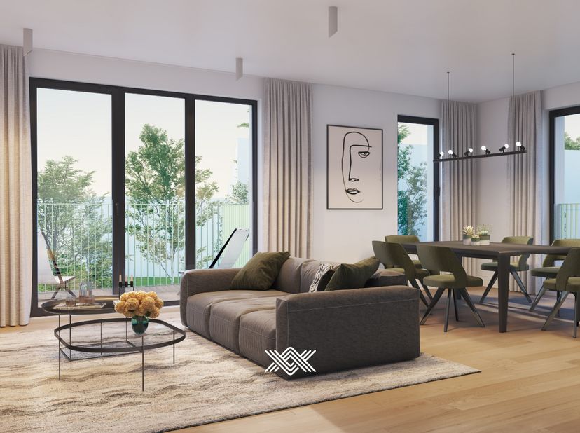 U vindt dit hoekappartement van 111m² in het nieuwbouwproject Bloei in Gent. Het appartement beschikt over een inkomhal met een berging, een gastentoi