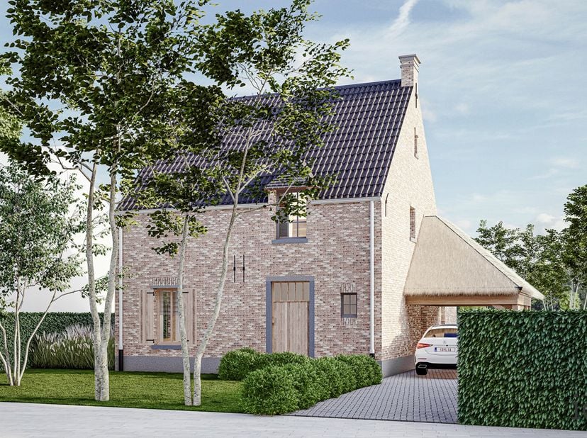 Deze unieke open bebouwing is een woning van de toekomst, waar energiezuinigheid en kwaliteit centraal staan. De gevel, opgetrokken uit gerecupereerde