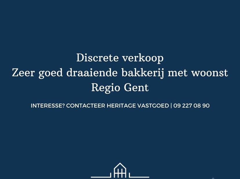 Goed draaiende bakkerij regio Gent.&lt;br /&gt;
Voor meer informatie of een bezoek, contacteer Els Vaernewyck: 0496 10 65 76 of els@heritagevastgoed.be&lt;br /