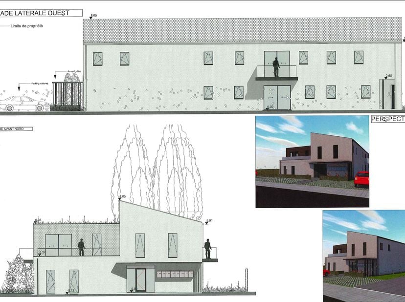 BLATON / Bouwgrond met project voor 8 appartementen met 8 parkeerplaatsen. Het gaat om appartementen met één, twee of drie slaapkamers op drie verdiep