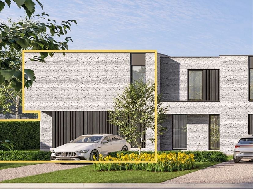 HALFOPEN MODERNE WONING (lot 12). Deze energiezuinige moderne woning met een E-peil lager dan 20 (energielabel A) ligt in een rustige, kindvriendelijk