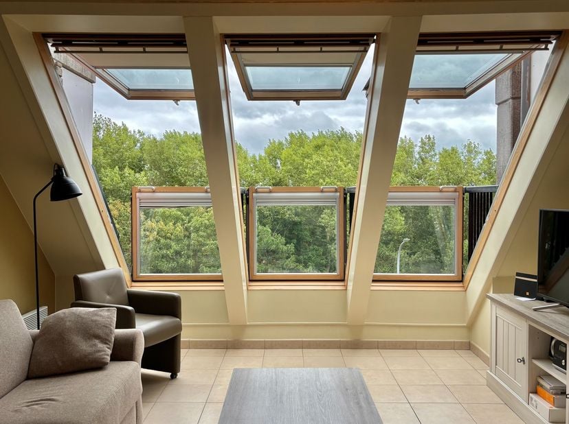 Dit zonnig appartement is gelegen op de 5de verdieping van een nette residentie, centraal in Nieuwpoort-bad. Indeling: inkom, Zuid-gerichte leefruimte