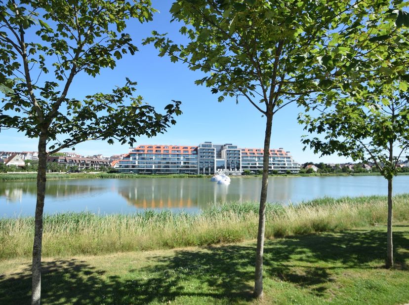 Gerenoveerd hoekappartement heel rustig gelegen te Knokke, genietend van een uitgestrekt zicht op het Zegemeer. Indeling: Inkomhal met vestiaire en ga