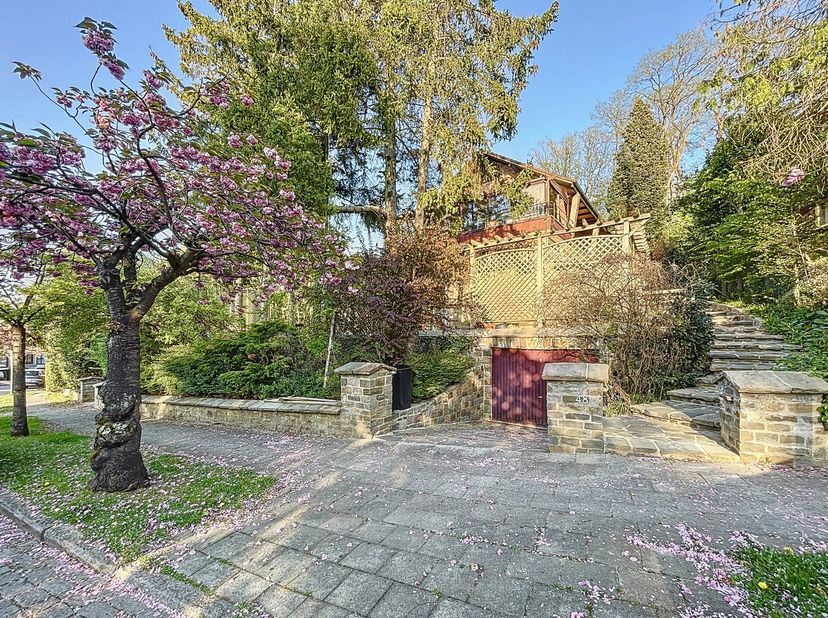 À deux pas du parc de Woluwe, situé dans une rue calme et verdoyante, superbe villa de ±571m² bruts avec deux garages, deux terrasses et un jardin de