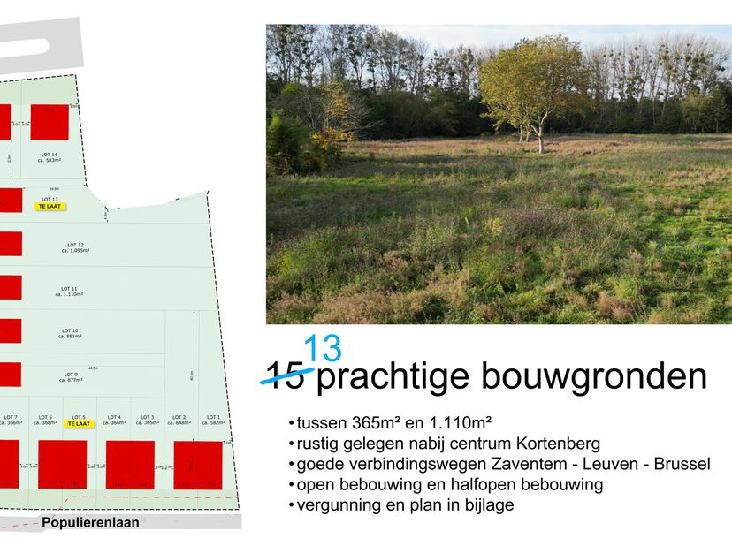 Terrain à bâtir superbement situé, étant le LOT 1 d&#039;un lotissement approuvé composé de 15 lots.&lt;br /&gt;
Surface du terrain : 582m² ;&lt;br /&gt;
Orientation j